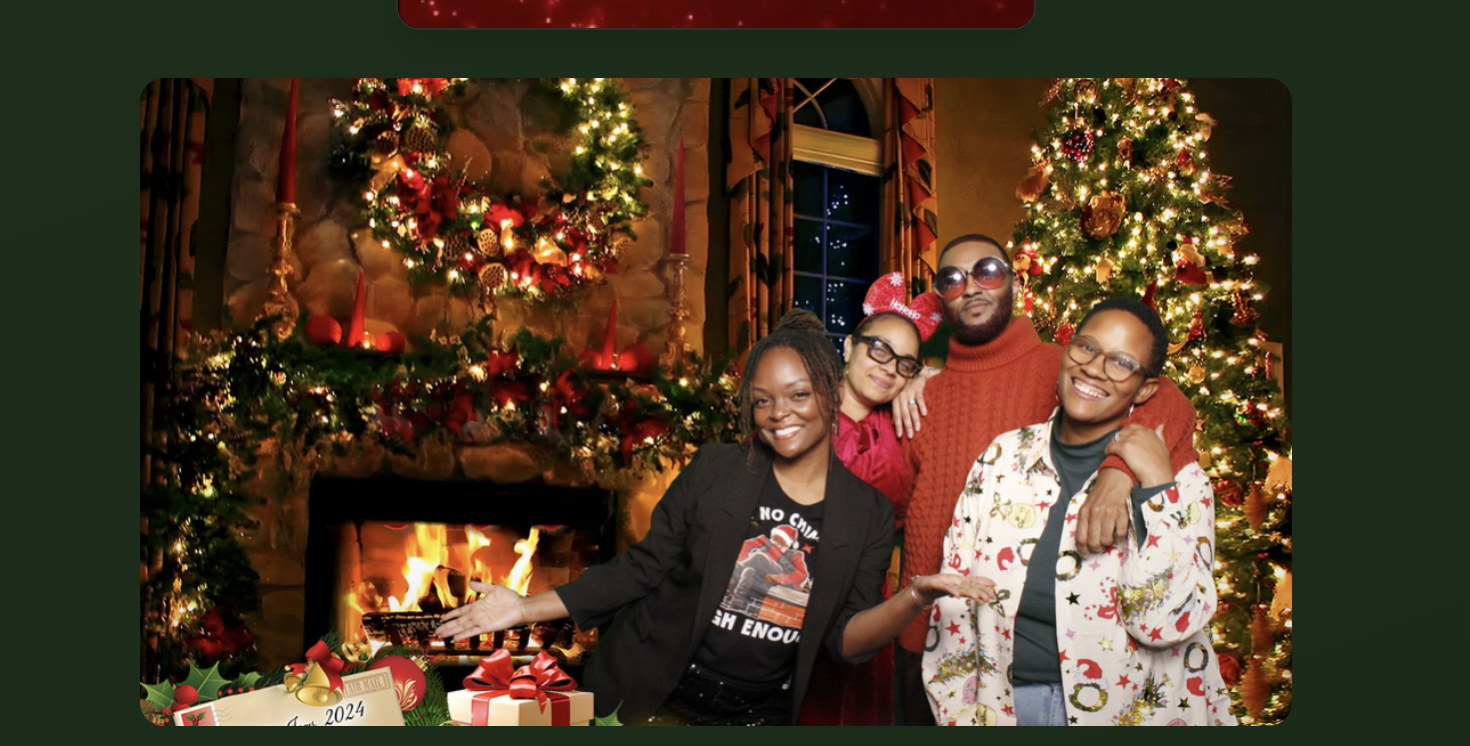 Guests gathered by the fireplace at Jingle & Jams 2024